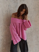 Oversize Sexy Slash Neck Loose Off Shoulder Wide Sleeves Knitted Sweater